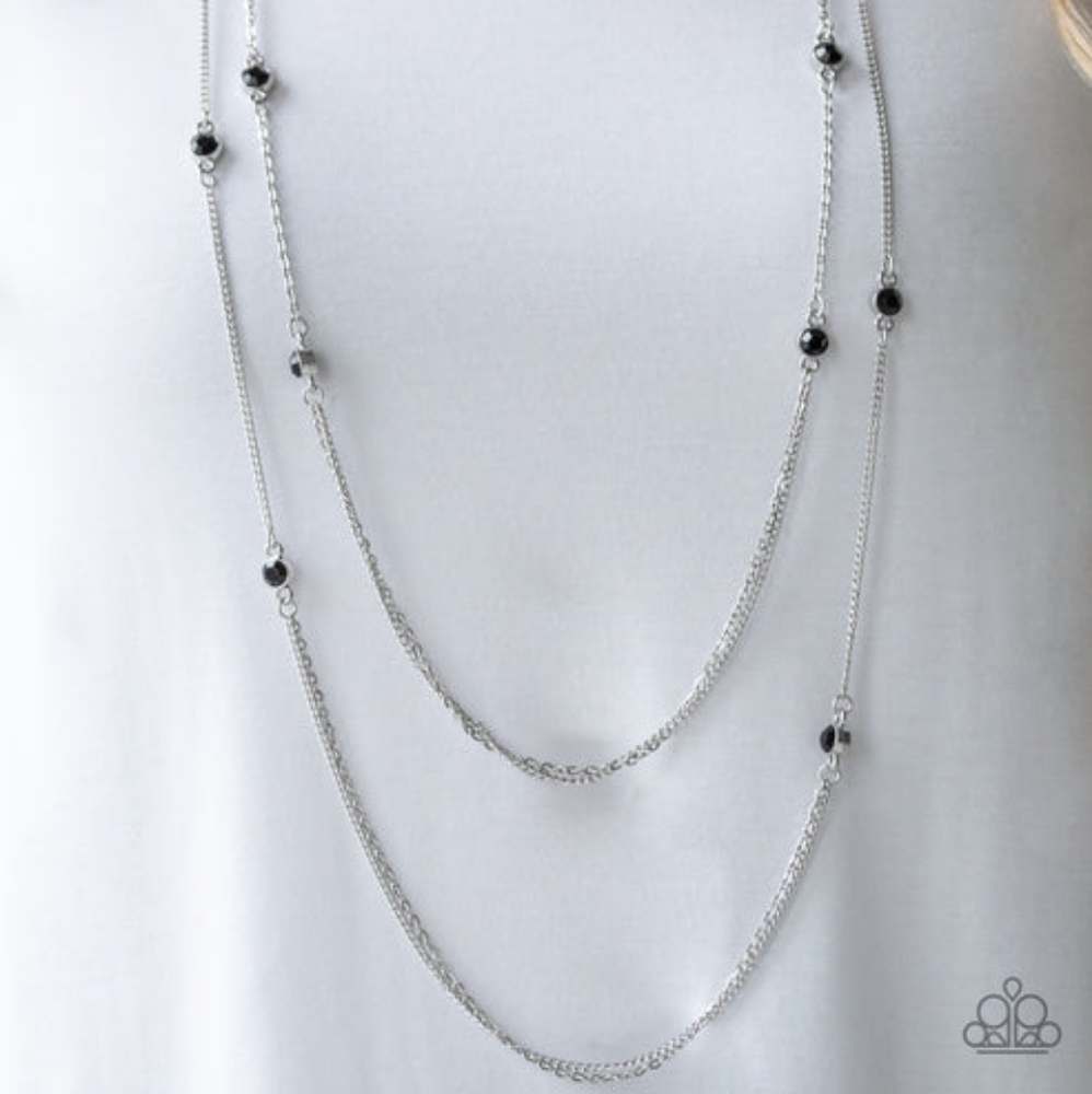 Sparkle Of The Day Elegant Silver and Black Beaded Necklace